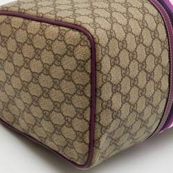 Gucci Beige/Purple GG Supreme Canvas Limited Edition Stripe Web Joy Boston Bag