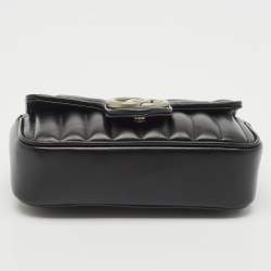 مملوكة مسبقًا Gucci Black Matelassé Aria Leather Super Mini GG Marmont Shoulder Bag