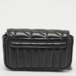 مملوكة مسبقًا Gucci Black Matelassé Aria Leather Super Mini GG Marmont Shoulder Bag
