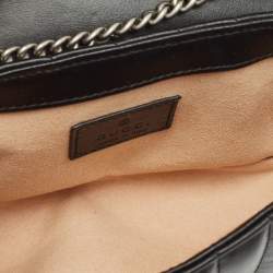مملوكة مسبقًا Gucci Black Matelassé Aria Leather Super Mini GG Marmont Shoulder Bag
