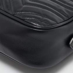 Pre Owned Gucci Black Matelassé Leather Small GG Marmont Bag