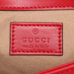 Gucci Red Matelassé Leather Super Mini GG Marmont Shoulder Bag