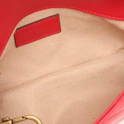 Gucci Red Matelassé Leather Super Mini GG Marmont Shoulder Bag