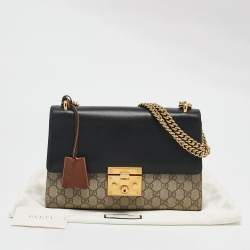 Gucci Tricolor GG Supreme Canvas and Leather Medium Padlock Shoulder Bag