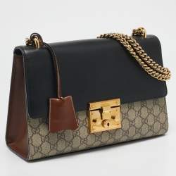 Gucci Tricolor GG Supreme Canvas and Leather Medium Padlock Shoulder Bag