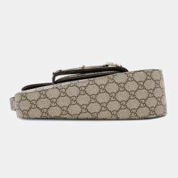 Gucci Beige Gg Supremecanvas Leather Horsebit 1955 Shoulder Bag 