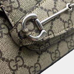 Gucci Beige Gg Supremecanvas Leather Horsebit 1955 Shoulder Bag 