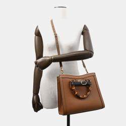 Gucci  Brown Leather Bamboo Medium Diana Bamboo Shoulder Bag
