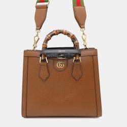 Gucci  Brown Leather Bamboo Medium Diana Bamboo Shoulder Bag
