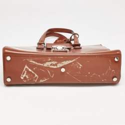 Gucci Brown Glazed Leather Large Lady Lock Top Handle Bag