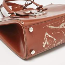 Gucci Brown Glazed Leather Large Lady Lock Top Handle Bag