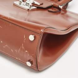 Gucci Brown Glazed Leather Large Lady Lock Top Handle Bag