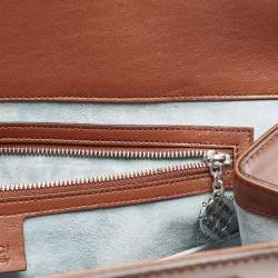 Gucci Brown Glazed Leather Large Lady Lock Top Handle Bag