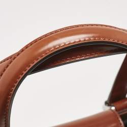 Gucci Brown Glazed Leather Large Lady Lock Top Handle Bag