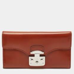 Gucci Brown Glazed Leather Lady Lock Continental Wallet