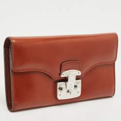 Gucci Brown Glazed Leather Lady Lock Continental Wallet