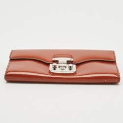 Gucci Brown Glazed Leather Lady Lock Continental Wallet
