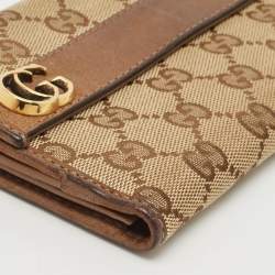 Gucci Beige GG Canvas Double G Continental Wallet