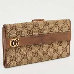 Gucci Beige GG Canvas Double G Continental Wallet