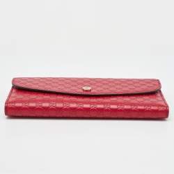 Gucci Red Microguccissima Leather Flap Continental Wallet