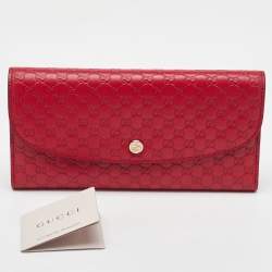 Gucci Red Microguccissima Leather Flap Continental Wallet