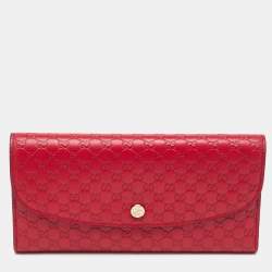 Gucci Red Microguccissima Leather Flap Continental Wallet