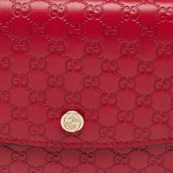 Gucci Red Microguccissima Leather Flap Continental Wallet