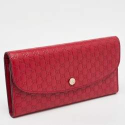 Gucci Red Microguccissima Leather Flap Continental Wallet