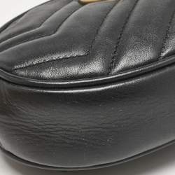 Gucci Black Matelassé Leather Mini GG Marmont Belt Bag