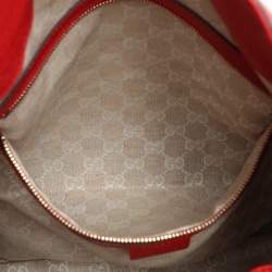 Gucci Red Leather Diana Bamboo Handle Hobo