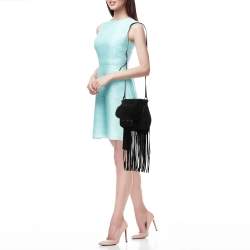 Gucci Black Suede Nouveau Fringe Crossbody Bag