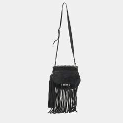 Gucci Black Suede Nouveau Fringe Crossbody Bag
