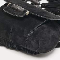Gucci Black Suede Nouveau Fringe Crossbody Bag
