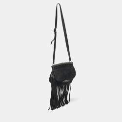 Gucci Black Suede Nouveau Fringe Crossbody Bag