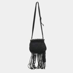 Gucci Black Suede Nouveau Fringe Crossbody Bag