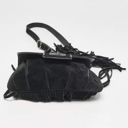 Gucci Black Suede Nouveau Fringe Crossbody Bag