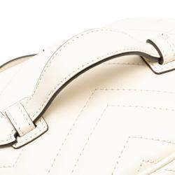 Gucci White Mini GG Marmont Matelasse Leather Round Backpack