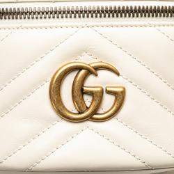 Gucci White Mini GG Marmont Matelasse Leather Round Backpack