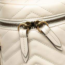 Gucci White Mini GG Marmont Matelasse Leather Round Backpack