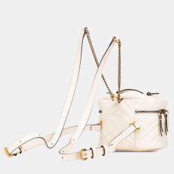 Gucci White Mini GG Marmont Matelasse Leather Round Backpack