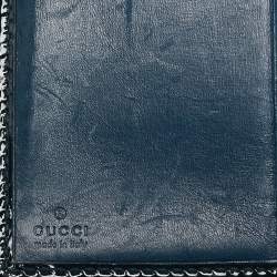 Gucci Blue Horsebit Embossed Patent Leather Buckle Flap Continental Wallet