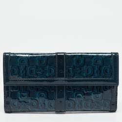 Gucci Blue Horsebit Embossed Patent Leather Buckle Flap Continental Wallet