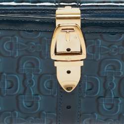 Gucci Blue Horsebit Embossed Patent Leather Buckle Flap Continental Wallet
