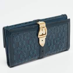 Gucci Blue Horsebit Embossed Patent Leather Buckle Flap Continental Wallet
