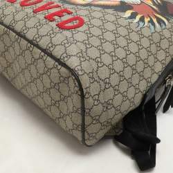 Gucci Beige GG Soft Supreme Canvas Angry Cat Print Backpacks