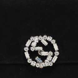 Pre Owned Gucci Black Crystal Embellished Suede Interlocking G Broadway Clutch