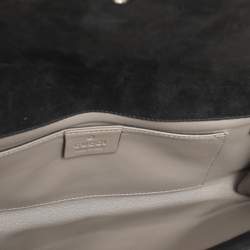 Pre Owned Gucci Black Crystal Embellished Suede Interlocking G Broadway Clutch