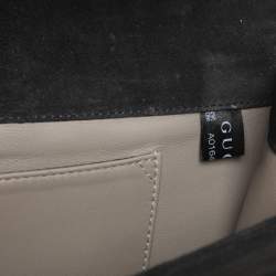 Pre Owned Gucci Black Crystal Embellished Suede Interlocking G Broadway Clutch