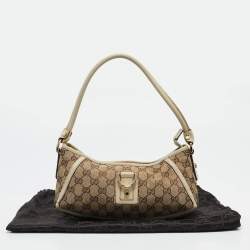 Pre Owned Gucci Off White/Beige GG Canvas Abbey D-Ring Pochette