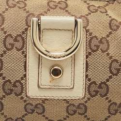 Pre Owned Gucci Off White/Beige GG Canvas Abbey D-Ring Pochette